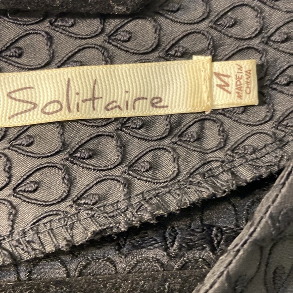 Woman’s Black Solitaire  Short Sleeve Fit and Flare Jewel Neck Dress Size Medium - Picture 4 of 9